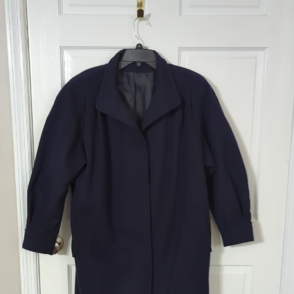 Full Length 100% Wool Elegant Navy Women's Coat